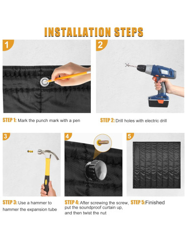 Manta Absorbente de Sonido 121.92x121.92cm Negro - Aislamiento Acústico