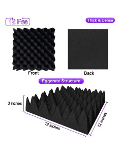 Paneles Acústicos TroyStudio 12 Pcs 30x30 cm Tipo Huevo 2