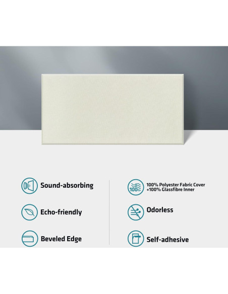 Panel Acústico de Fibra de Vidrio Beige 60x30 cm - 4 Piezas