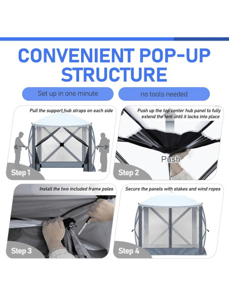 Carpa Gazebo Plegable VINGLI 2.13x2.13m con Mosquitera