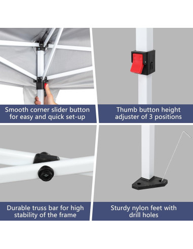 Carpa Plegable 3x6m ANTSKU Blanca con Protección UV y Ajustable