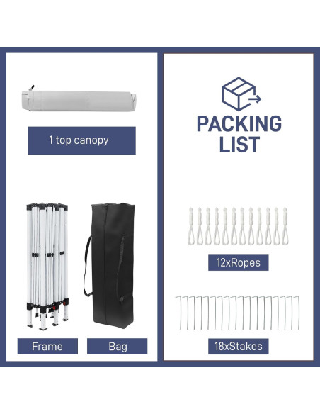 Carpa Plegable 3x6m ANTSKU Blanca con Protección UV y Ajustable