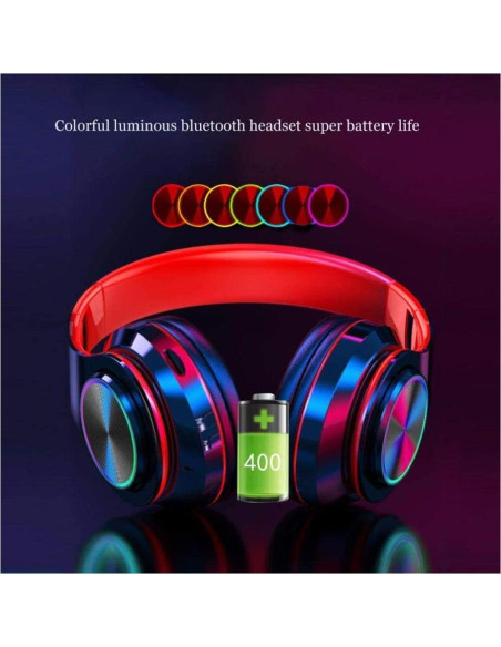 Auriculares Bluetooth E-Greetshopping B39 con LED y micrófono Auriculares Bluetooth E-Greetshopping B39 con LED y micrófono