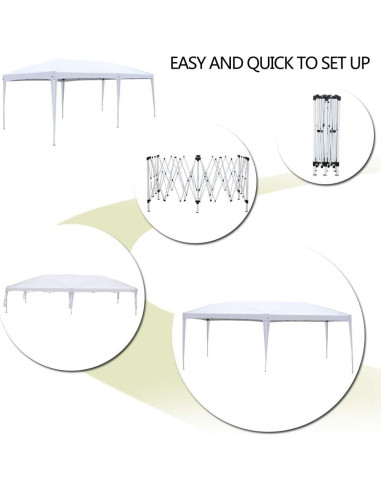 Carpa Plegable 3x6m ANTSKU Blanca con Protección UV y Ajustable
