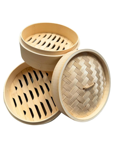 Cestas de Vapor de Bambú 2 Niveles THY Collectibles 18 cm
