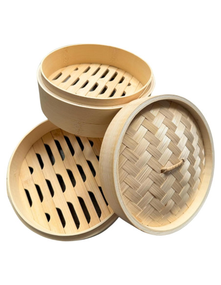 Cestas de Vapor de Bambú 2 Niveles THY Collectibles 18 cm