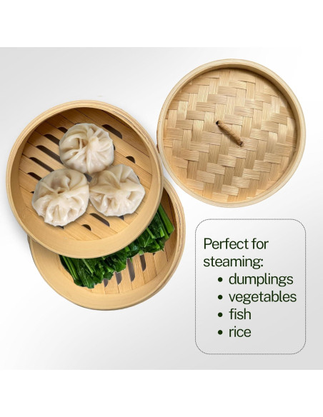 Cestas de Vapor de Bambú 2 Niveles THY Collectibles 18 cm