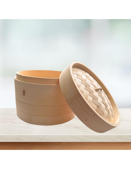 Cestas de Vapor de Bambú 2 Niveles THY Collectibles 18 cm