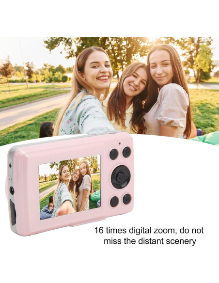 Cámara Digital Pomya 16MP 1080P FHD Rosa con Zoom 16X