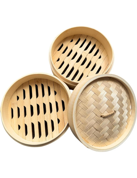 Cestas de Vapor de Bambú 2 Niveles THY Collectibles 18 cm