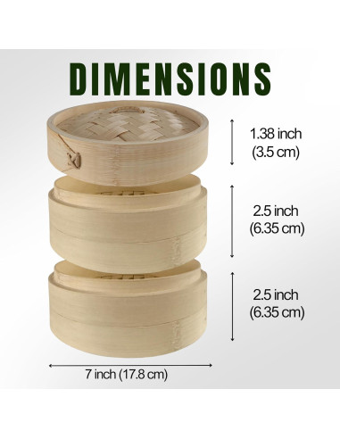 Cestas de Vapor de Bambú 2 Niveles THY Collectibles 18 cm