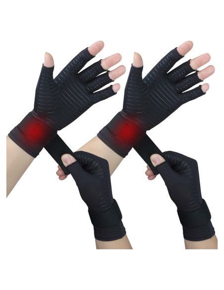 Guantes de Cobre para Artritis Tianhengyi Sin Dedos - Pequeño-Mediano