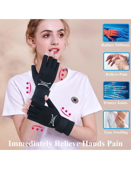Guantes de Cobre para Artritis Tianhengyi Sin Dedos - Pequeño-Mediano