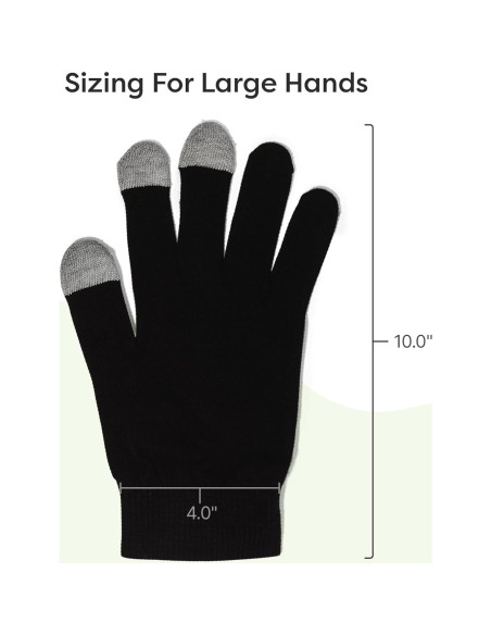 Guantes Hidratantes ZenToes para Manos Secas - Grande, Algodón Negro