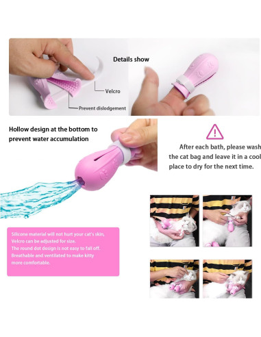 Botas de baño para gatos MSMUOEZ Rosa, silicona ajustable