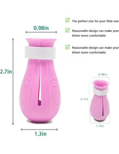 Botas de baño para gatos MSMUOEZ Rosa, silicona ajustable
