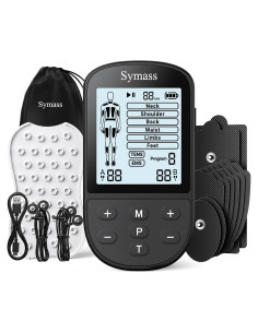 Unidad TENS Estimulador Muscular Symass SM9592, 24 Modos, 10 Almohadillas