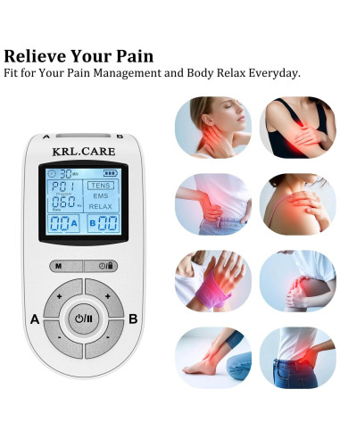 Unidad TENS EMS KRL.CARE Doble Canal 40 Intensidades Masajeador