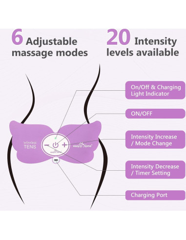 Estimulador TENS Easy@Home EHE019 Inalámbrico 6 Modos 20 Intensidades
