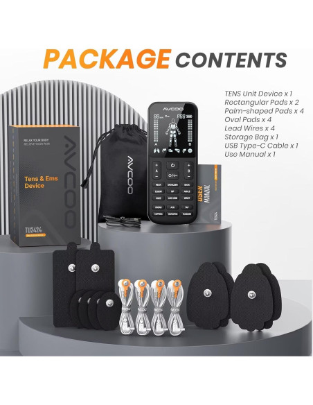 Estimulador Muscular TENS AVCOO 4 Canales 24 Modos Alivio Dolor