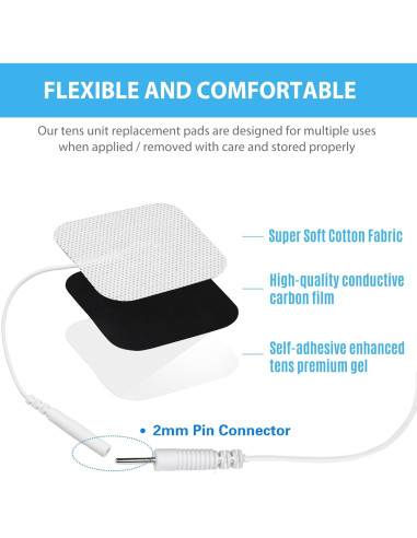 Almohadillas Electrodos TENS LotFancy 80PCS 5x5cm Reutilizables