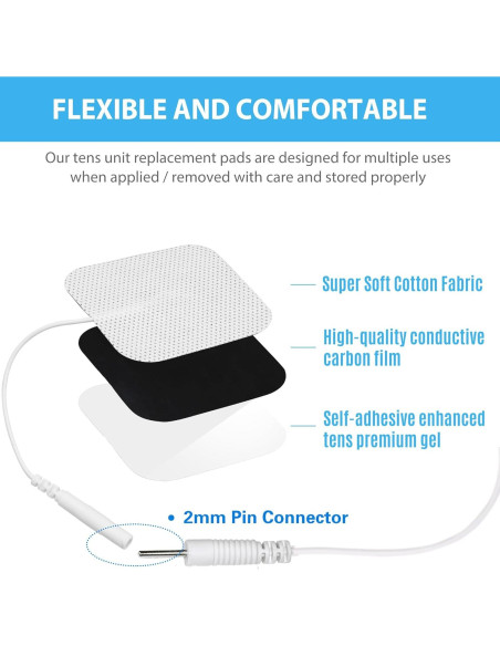 Almohadillas Electrodos TENS LotFancy 80PCS 5x5cm Reutilizables