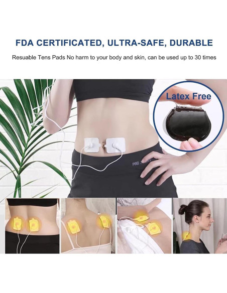 40 Almohadillas Electrodos TENS EMS Foxpeed Reutilizables 30 Veces