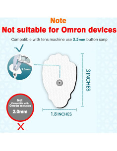 PADS de Reemplazo TENS anrlafie 20PCS Reutilizables 3x1.8" 2