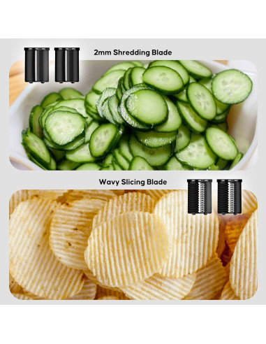 Rallador de Queso Eléctrico VVAKAM 300W 5 Cuchillas Negro