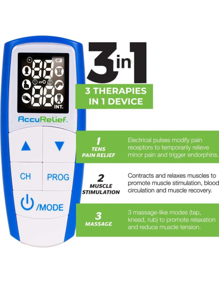 AccuRelief 3-en-1 TENS EMS Masajeador Alivio Dolor