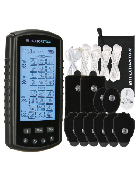 Estimulador Muscular TENS HEXTOR con 4 Canales y 24 Modos