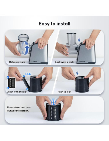 Rallador de Queso Eléctrico VVAKAM 300W 5 Cuchillas Negro