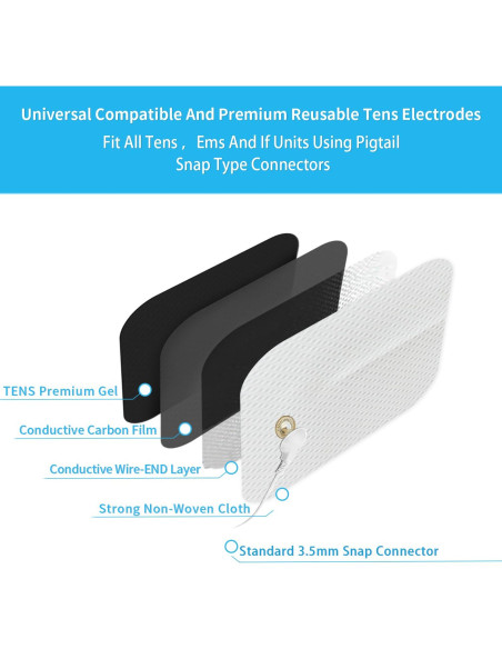 PADS de Reemplazo TENS MELEDE 40 Pcs Electrodos 3.5mm