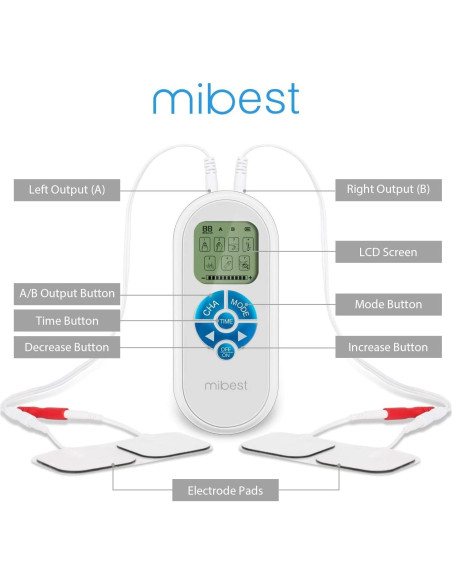 Masajeador TENS MIBEST Portátil - Estimulador Muscular EMS