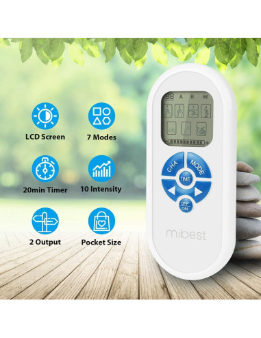Masajeador TENS MIBEST Portátil - Estimulador Muscular EMS