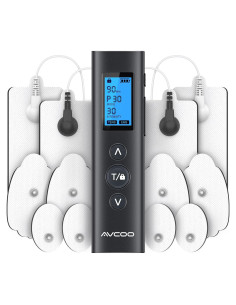 Estimulador Muscular TENS EMS AVCOO Portátil 30 Modos 12 Almohadillas
