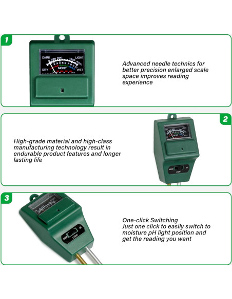 Kit de Medidores de Suelo 3-en-1 iPower - 4 Paquete
