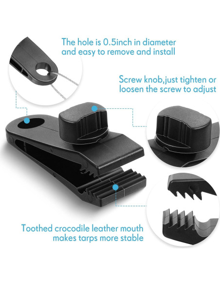 Clips de Lona Yalikop 60 Piezas Alta Resistencia Negro