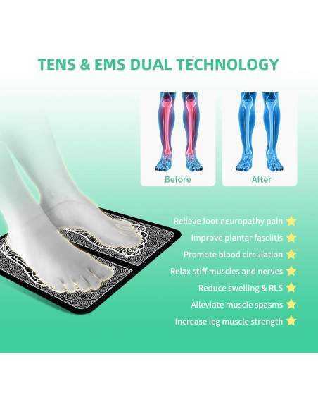 Masajeador de pies MHD TENS MH-1085, 12 Programas, Portátil