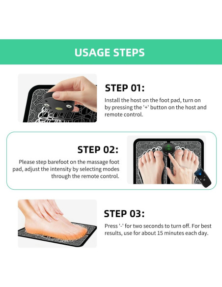 Masajeador de pies MHD TENS MH-1085, 12 Programas, Portátil