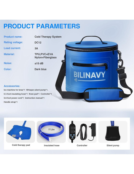 Máquina de Terapia Fría BilinavyNew para Rodilla, Portátil, Azul