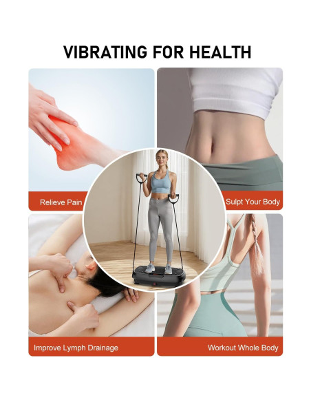 Plataforma Vibrante STYNGT 220W, 100 Velocidades, Drenaje Linfático