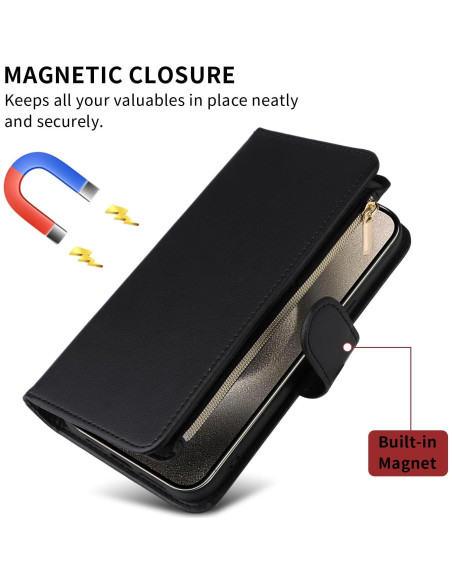 Funda billetera Furill para Huawei P30 Pro, negra, con soporte