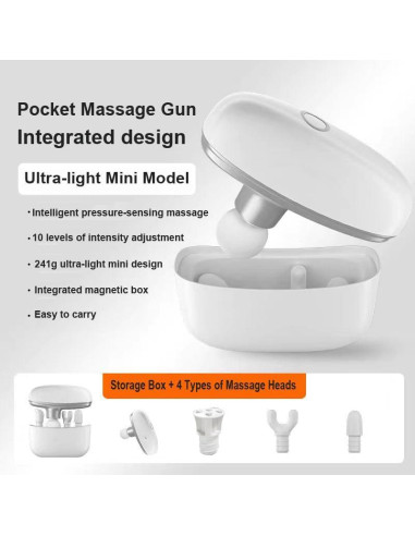 Pistola de Masaje Mini Condgood - Portátil, 10 Velocidades, 4 Cabezas