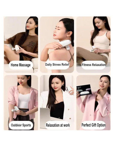 Pistola de Masaje Mini Condgood - Portátil, 10 Velocidades, 4 Cabezas