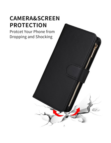 Funda billetera Furill para Huawei P30 Pro, negra, con soporte