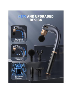 Pistola de Masaje Coloreal W1 con Mango Ergonómico y 4 Cabezas 2