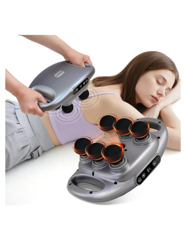 Pistola de Masaje Eléctrica APXPF 6 Cabezas 9 Niveles Alivio Dolor