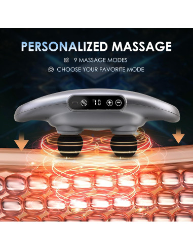 Pistola de Masaje Eléctrica APXPF 6 Cabezas 9 Niveles Alivio Dolor