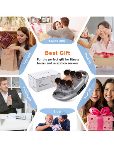 Pistola de Masaje Eléctrica APXPF 6 Cabezas 9 Niveles Alivio Dolor